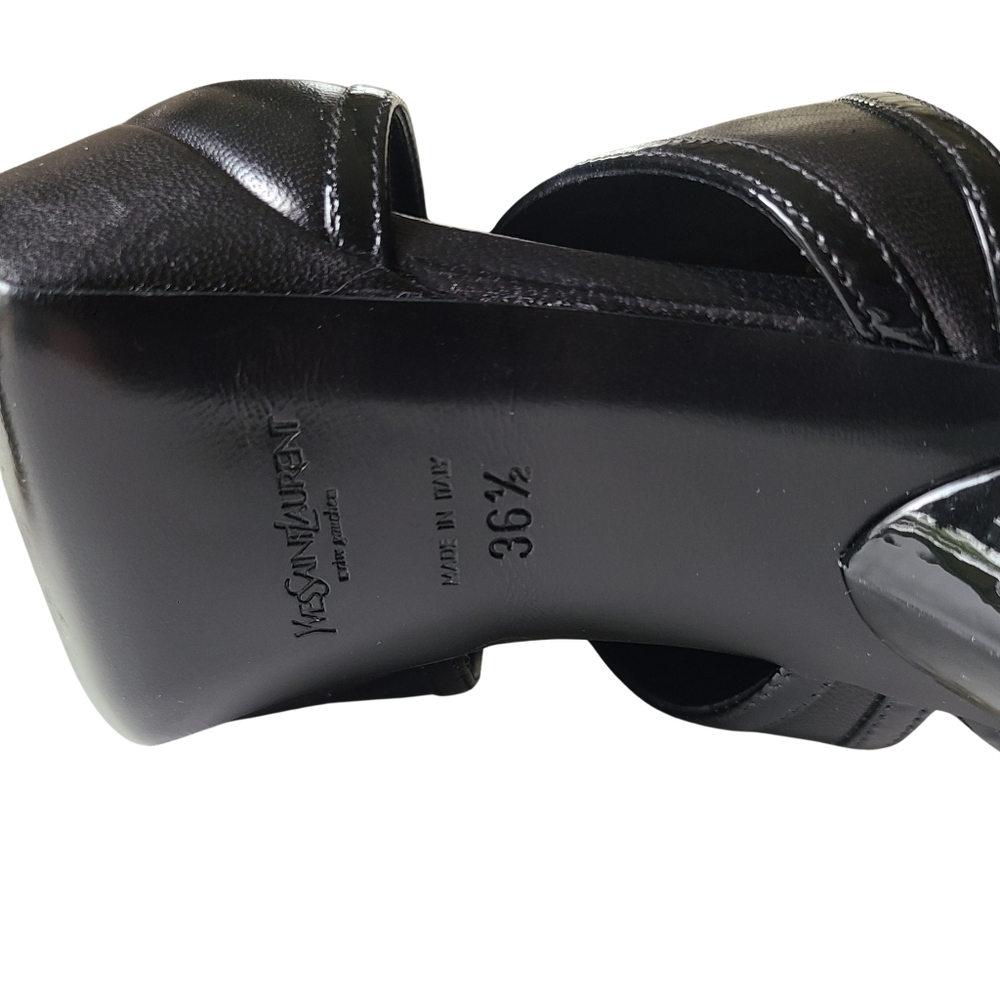VTG Yves SAINT LAURENT *RARE* Platform Patent & Leather Ankle Strap Peep 36.5 - Picture 13 of 15